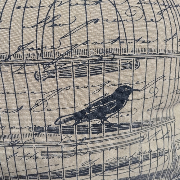 Newport Bird In A Cage 20x20 Throw Pillow Cream And Gray. NWOT - Picture 3 of 5